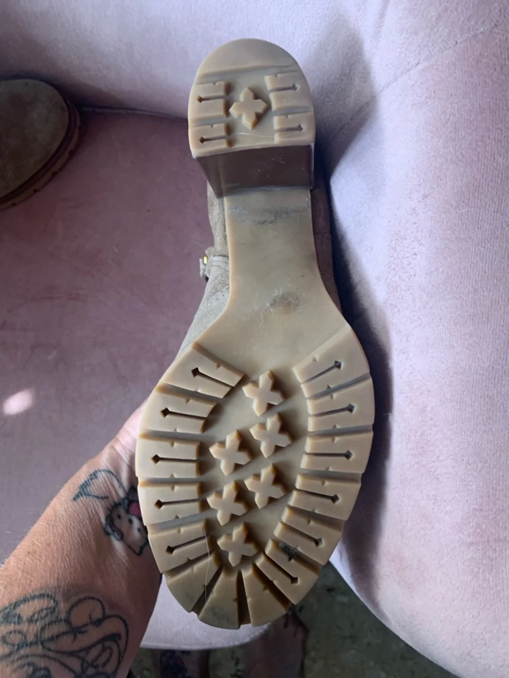 Tory Burch Suede Ankle Boots in Taupe with Decorative Straps